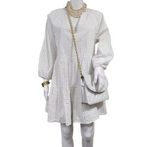 Karina Grimaldi x Revolve Whimsy Cochette Prairie Irina White Eyelet  Dress XS/S